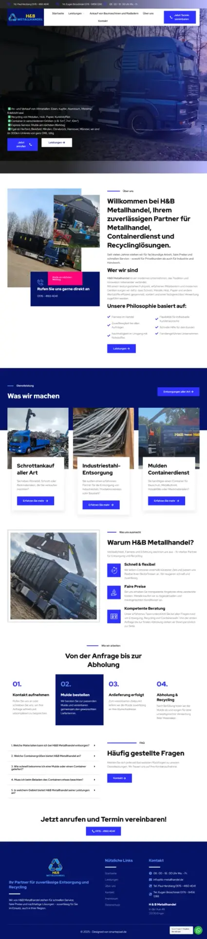 Website-Referenz: H&B Metallhandel