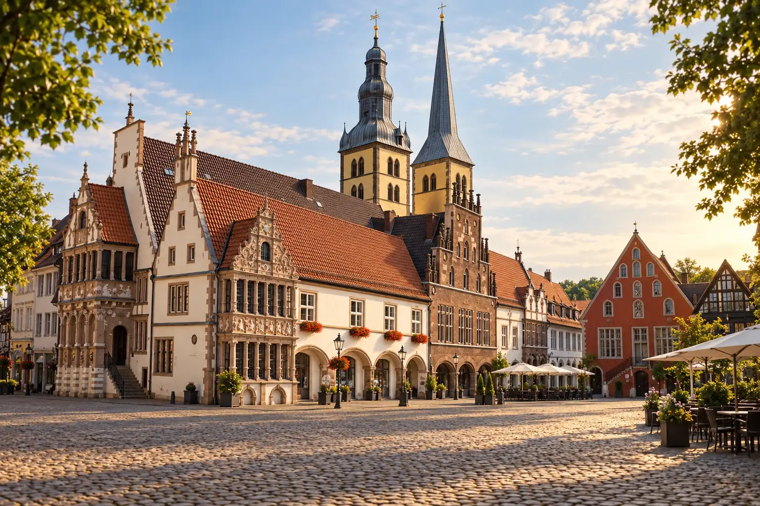 Historisches Rathaus und Marktplatz in Lemgo – KI-generiertes Stadtmotiv
